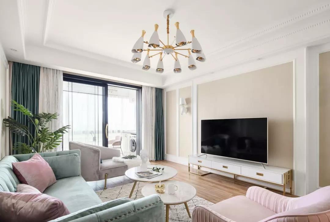 129m2溫馨三居室，美式裝修風格案例