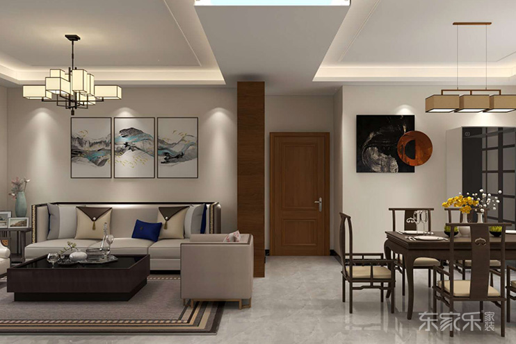 長沙洋湖明園160平米新中式風(fēng)格裝修案例