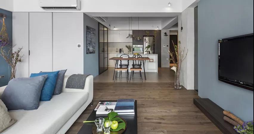 93㎡現(xiàn)代簡約風(fēng)格室內(nèi)裝修效果圖，陽臺落地窗太美了吧！