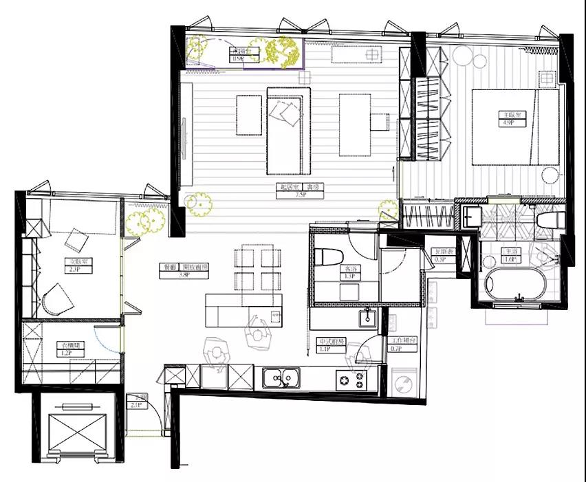 93㎡現(xiàn)代簡約風(fēng)格室內(nèi)裝修效果圖，陽臺落地窗太美了吧！