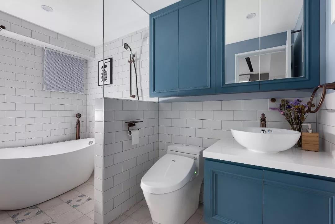 126㎡美式混搭風(fēng)格新房裝修，藍(lán)白配色太清爽了！