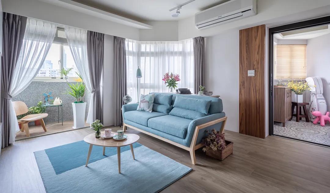 100㎡簡(jiǎn)約北歐風(fēng)格新房裝修案例，湖藍(lán)色清新美宅！